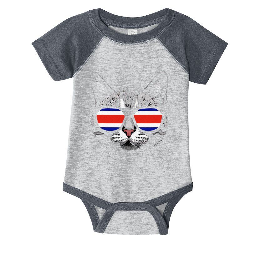 Vacation Tropical Pura Vida Cat Sunglasses Costa Rica Flag .Png Infant Baby Jersey Bodysuit
