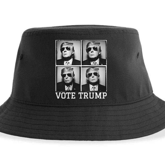 Vote Trump Photobooth Badass Trump In Sunglasses Sustainable Bucket Hat