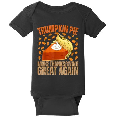 Vintage Trumpkin Pie Make Thanksgiving Great Again Funny Trump Support Tee Baby Bodysuit