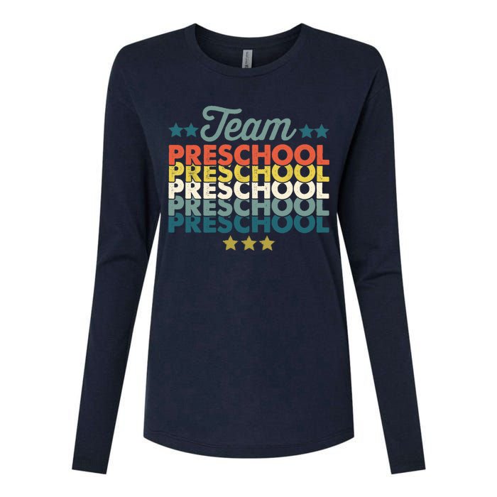 Vintage Team Preschool Back To School Teacher Womens Cotton Relaxed Long Sleeve T-Shirt