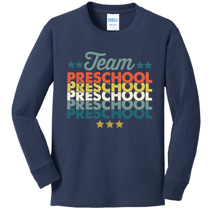 Vintage Team Preschool Back To School Teacher Kids Long Sleeve Shirt