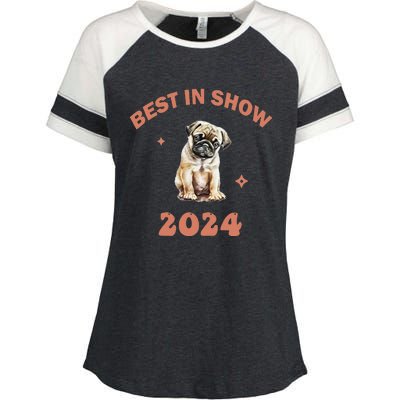 Vito The Pug Best In Show 2024 Enza Ladies Jersey Colorblock Tee