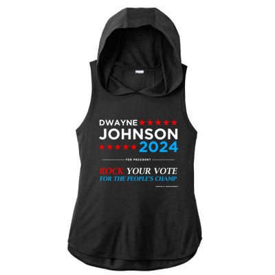 Vote The Rock 2024 President Dwayne Johnson Election (Black) Ladies PosiCharge Tri-Blend Wicking Draft Hoodie Tank