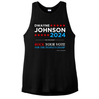 Vote The Rock 2024 President Dwayne Johnson Election (Black) Ladies PosiCharge Tri-Blend Wicking Tank