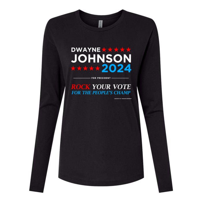 Vote The Rock 2024 President Dwayne Johnson Election (Black) Womens Cotton Relaxed Long Sleeve T-Shirt