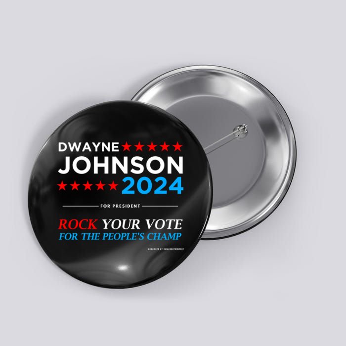 Vote The Rock 2024 President Dwayne Johnson Election (Black) Button