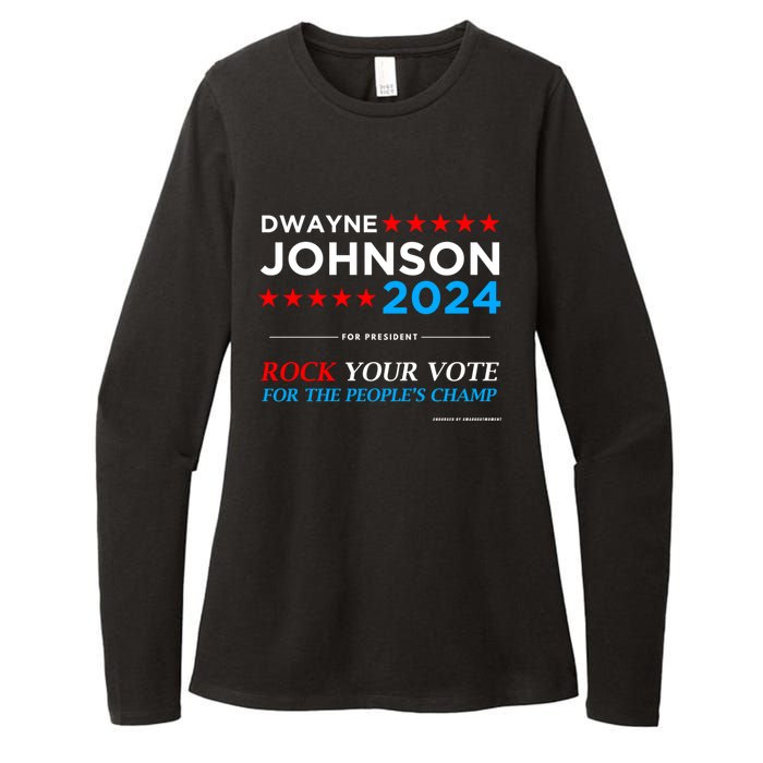 Vote The Rock 2024 President Dwayne Johnson Election (Black) Womens CVC Long Sleeve Shirt