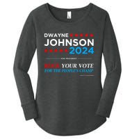 Vote The Rock 2024 President Dwayne Johnson Election (Black) Women's Perfect Tri Tunic Long Sleeve Shirt