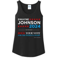 Vote The Rock 2024 President Dwayne Johnson Election (Black) Ladies Essential Tank