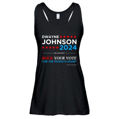 Vote The Rock 2024 President Dwayne Johnson Election (Black) Ladies Essential Flowy Tank