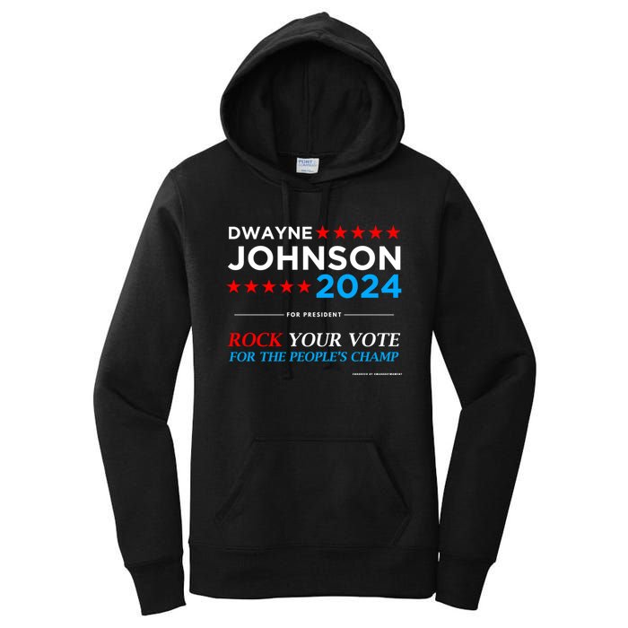 Vote The Rock 2024 President Dwayne Johnson Election (Black) Women's Pullover Hoodie