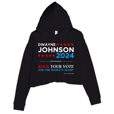 Vote The Rock 2024 President Dwayne Johnson Election (Black) Crop Fleece Hoodie