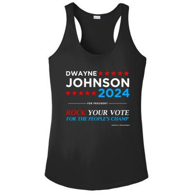 Vote The Rock 2024 President Dwayne Johnson Election (Black) Ladies PosiCharge Competitor Racerback Tank