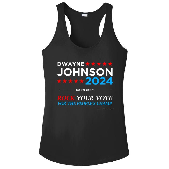 Vote The Rock 2024 President Dwayne Johnson Election (Black) Ladies PosiCharge Competitor Racerback Tank