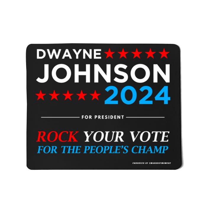 Vote The Rock 2024 President Dwayne Johnson Election (Black) Mousepad