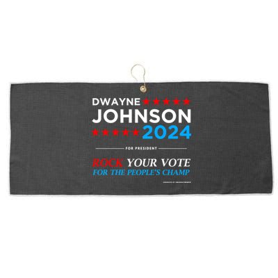 Vote The Rock 2024 President Dwayne Johnson Election (Black) Large Microfiber Waffle Golf Towel