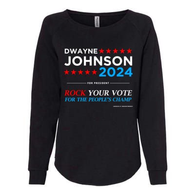 Vote The Rock 2024 President Dwayne Johnson Election (Black) Womens California Wash Sweatshirt