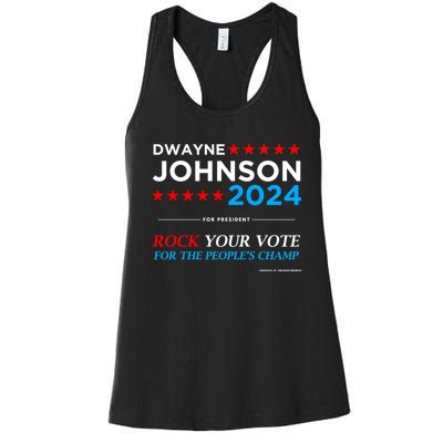 Vote The Rock 2024 President Dwayne Johnson Election (Black) Women's Racerback Tank