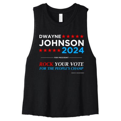 Vote The Rock 2024 President Dwayne Johnson Election (Black) Women's Racerback Cropped Tank