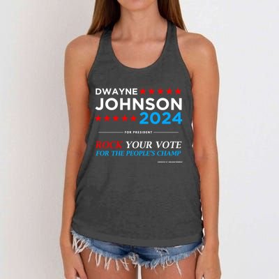 Vote The Rock 2024 President Dwayne Johnson Election (Black) Women's Knotted Racerback Tank