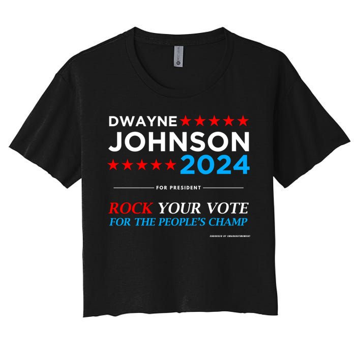 Vote The Rock 2024 President Dwayne Johnson Election (Black) Women's Crop Top Tee