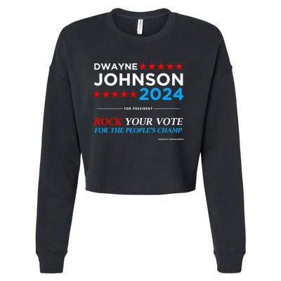 Vote The Rock 2024 President Dwayne Johnson Election (Black) Cropped Pullover Crew