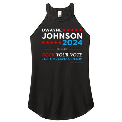 Vote The Rock 2024 President Dwayne Johnson Election (Black) Women's Perfect Tri Rocker Tank