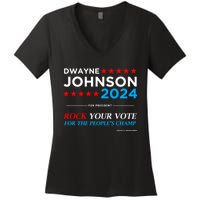 Vote The Rock 2024 President Dwayne Johnson Election (Black) Women's V-Neck T-Shirt