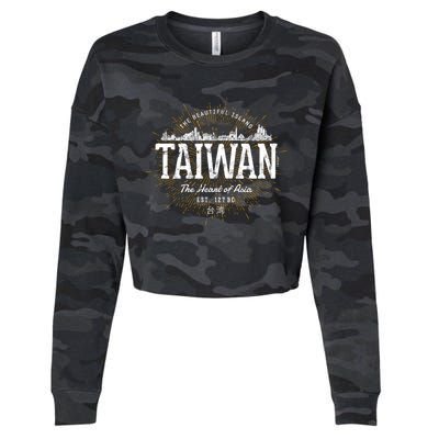 Vintage Taiwan Retro Gift Cropped Pullover Crew