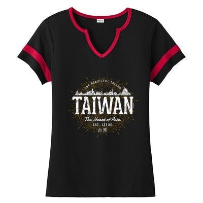 Vintage Taiwan Retro Gift Ladies Halftime Notch Neck Tee