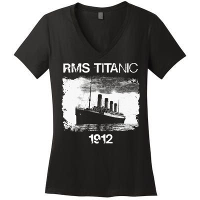 Vintage Titanic Remembrance Day RMS 1912 The Ship of Dreams Women's V-Neck T-Shirt