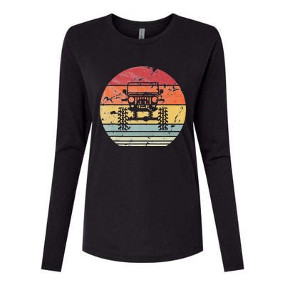 Vintage Truck Retro Sunset 4x4 Car Off Road Womens Cotton Relaxed Long Sleeve T-Shirt