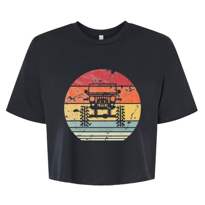 Vintage Truck Retro Sunset 4x4 Car Off Road Bella+Canvas Jersey Crop Tee