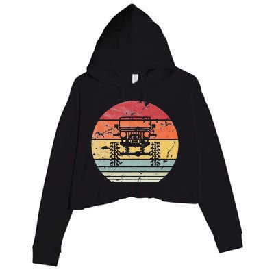 Vintage Truck Retro Sunset 4x4 Car Off Road Crop Fleece Hoodie