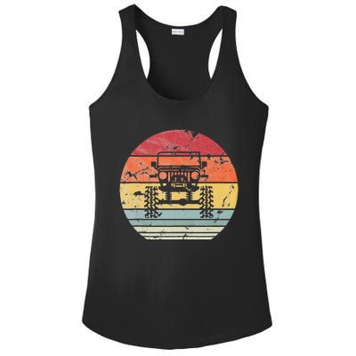 Vintage Truck Retro Sunset 4x4 Car Off Road Ladies PosiCharge Competitor Racerback Tank