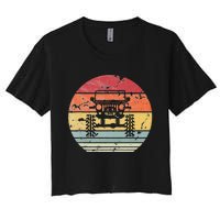 Vintage Truck Retro Sunset 4x4 Car Off Road Women's Crop Top Tee