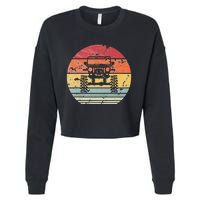 Vintage Truck Retro Sunset 4x4 Car Off Road Cropped Pullover Crew