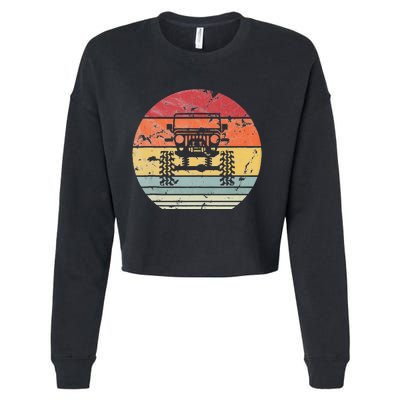 Vintage Truck Retro Sunset 4x4 Car Off Road Cropped Pullover Crew