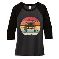 Vintage Truck Retro Sunset 4x4 Car Off Road Women's Tri-Blend 3/4-Sleeve Raglan Shirt