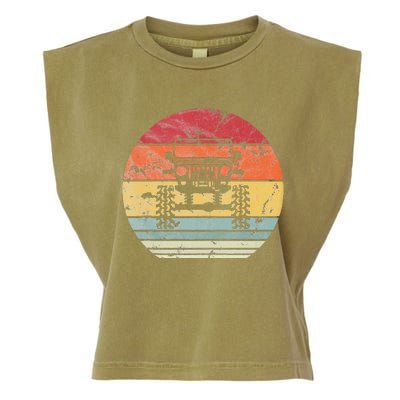 Vintage Truck Retro Sunset 4x4 Car Off Road Garment-Dyed Women's Muscle Tee