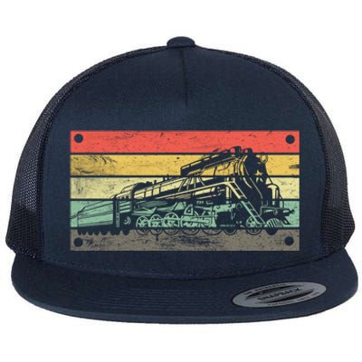 Vintage Train Railroad Retro Gift Railroad Engineer Gift Meaningful Gift Flat Bill Trucker Hat