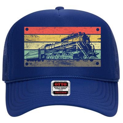 Vintage Train Railroad Retro Gift Railroad Engineer Gift Meaningful Gift High Crown Mesh Back Trucker Hat