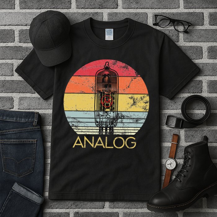 Vacuum Tube Retro Analog Audio Valve Amp Hi Fi Or Guitar Tall T-Shirt