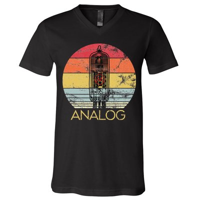 Vacuum Tube Retro Analog Audio Valve Amp Hi Fi Or Guitar V-Neck T-Shirt