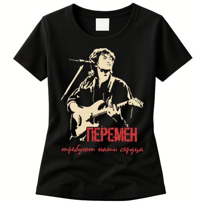 Viktor Tsoi Rock Musician Russia Cinema USSR Womens T-Shirt