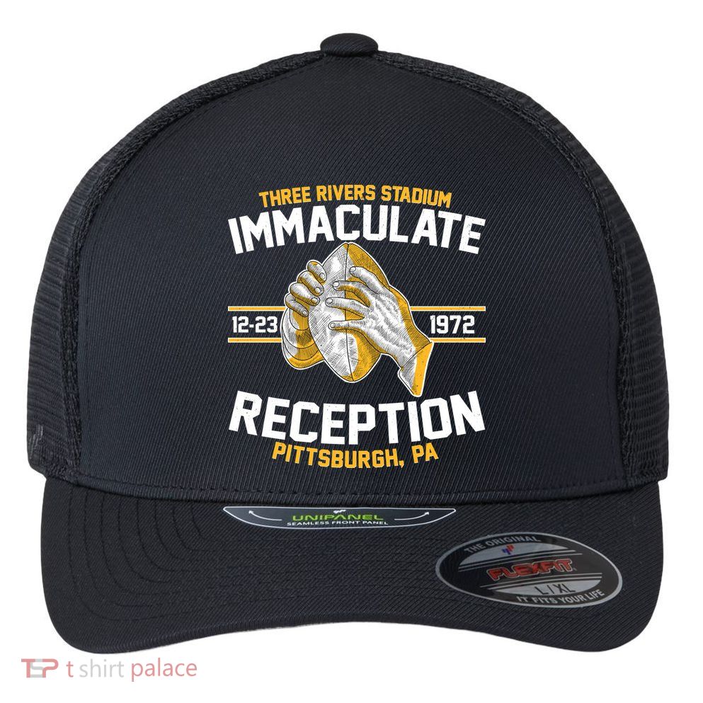 Vintage Three Rivers Stadium Immaculate Reception Football Flexfit Unipanel Trucker Cap