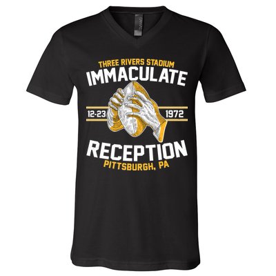 Vintage Three Rivers Stadium Immaculate Reception Football V-Neck T-Shirt