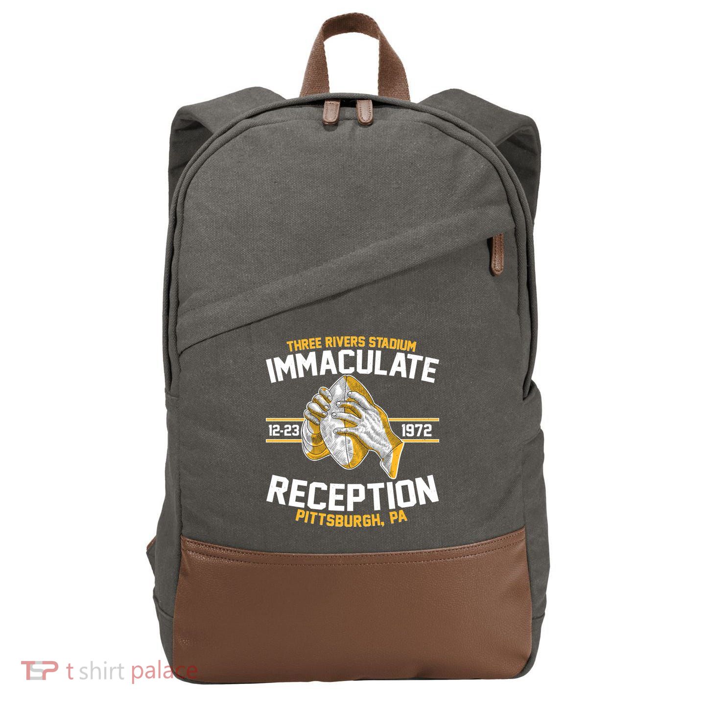 Vintage Three Rivers Stadium Immaculate Reception Football Cotton Canvas Backpack