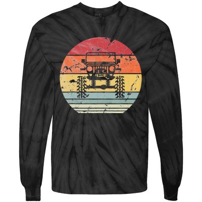 Vintage Truck Retro Sunset 4x4 Car Off Road Tie-Dye Long Sleeve Shirt