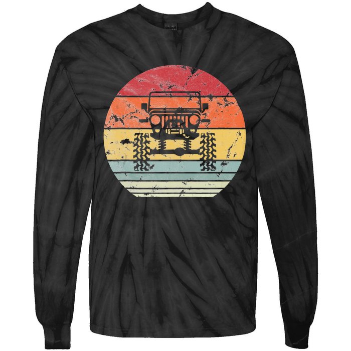 Vintage Truck Retro Sunset 4x4 Car Off Road Tie-Dye Long Sleeve Shirt